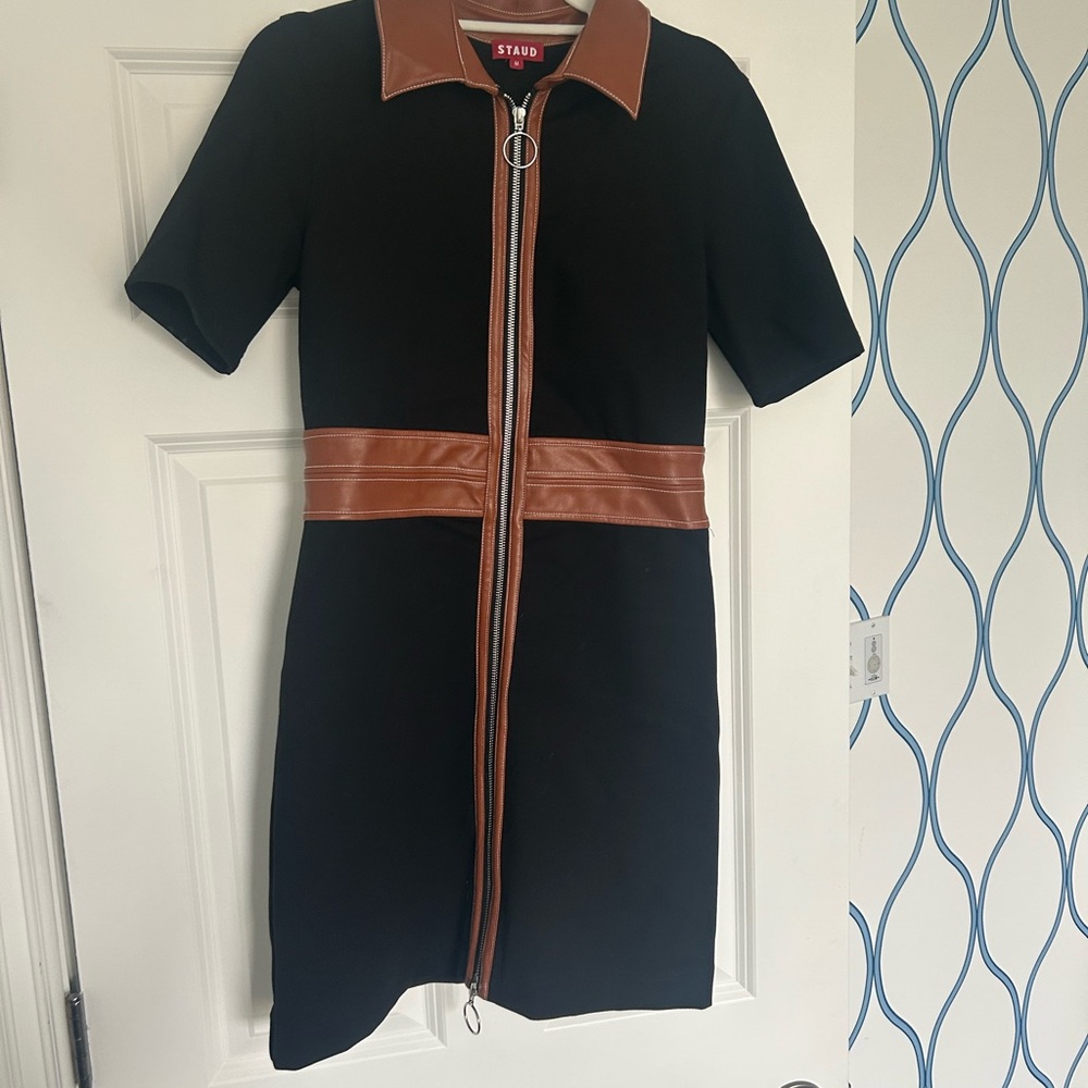 Staud Black and Brown Zipper Dress - Picture 2 of 4